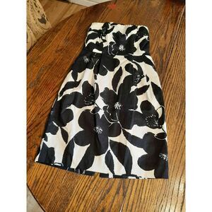 Size 0 Express Design Studio Black White Floral Strapless Mini Dress